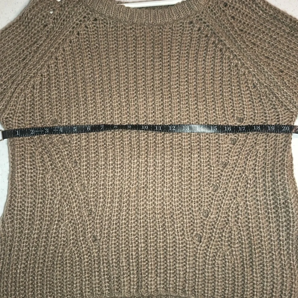 Coin 1904 Tan Chunky Knit Wide Cuff Crew Sweater Size Medium